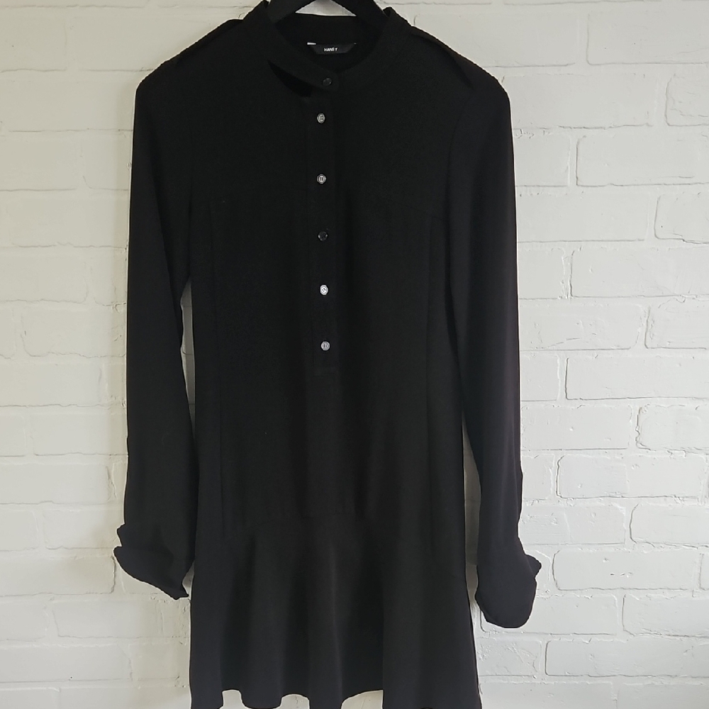2/$10 Hanii Y Black Long Sleeve LBD With Flounce